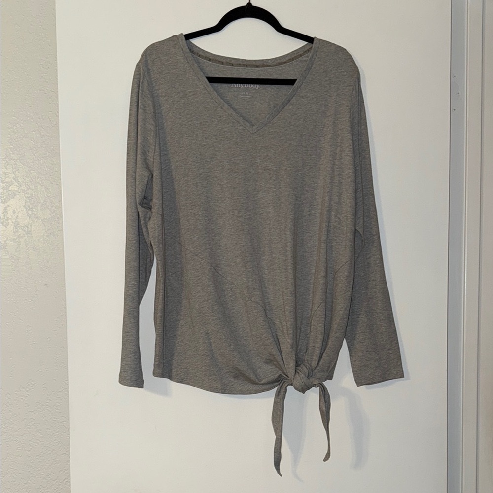 Anybody Brand New Gray V-Neck Tie-Front Women's Top Size XL